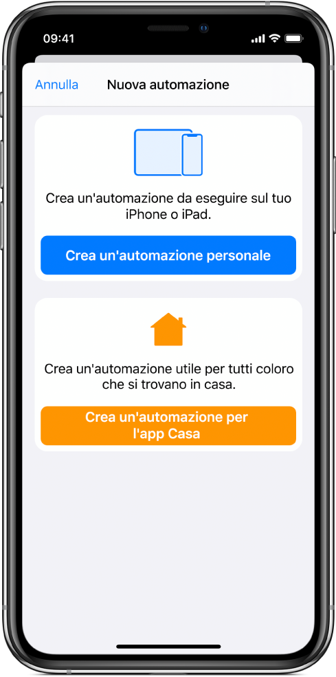 Nuova automazione quando un'automazione esiste già nell'app Comandi Rapidi.