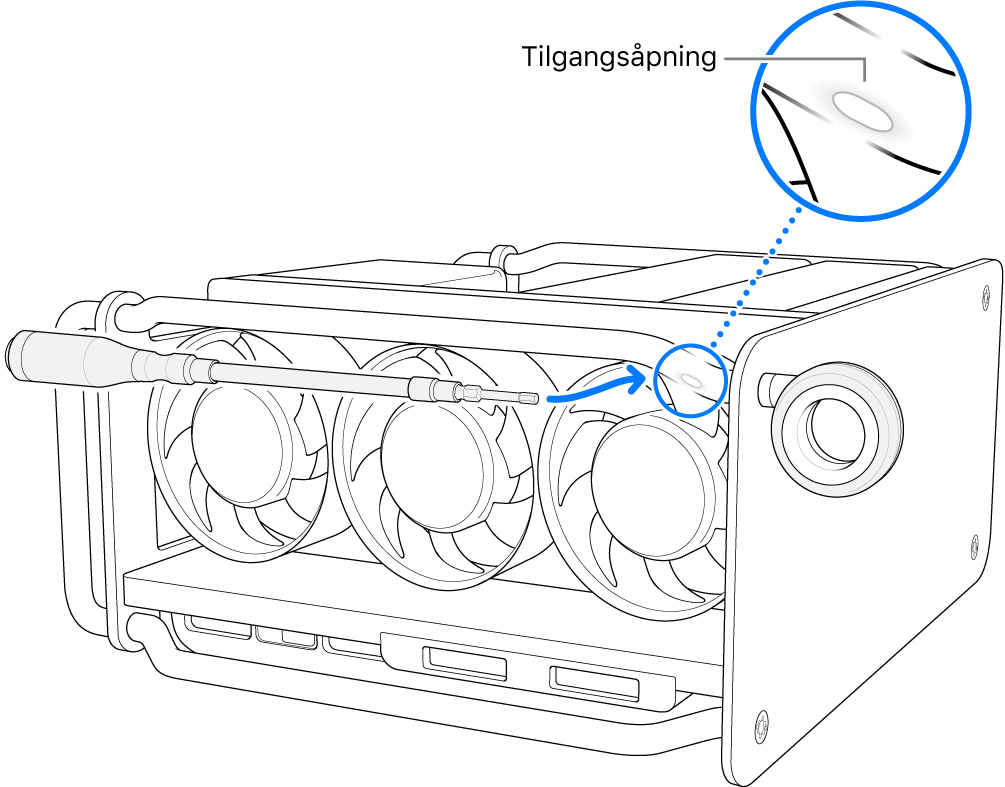 Bruk skrutrekkeren i tilgangsåpningen.
