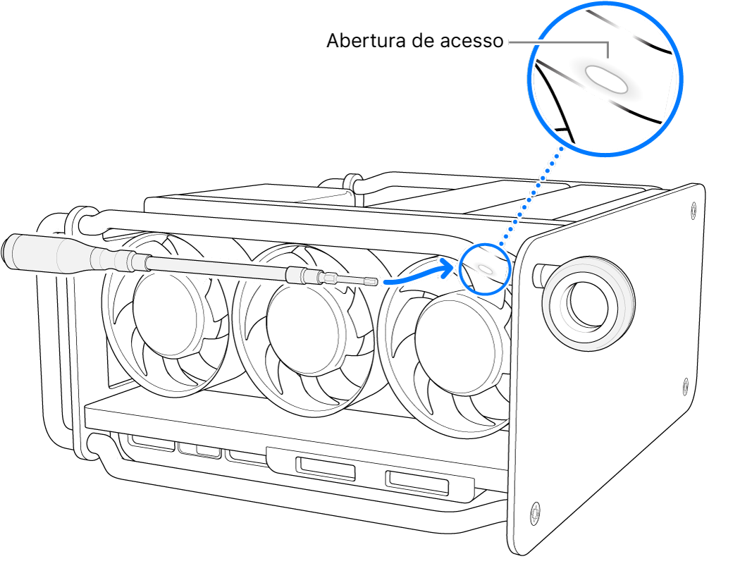 Alinhe a chave com a abertura de acesso.