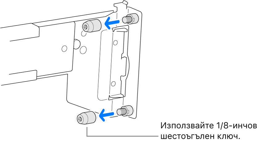 Монтажна релса, която съответства на рафт с кръгли отвори.