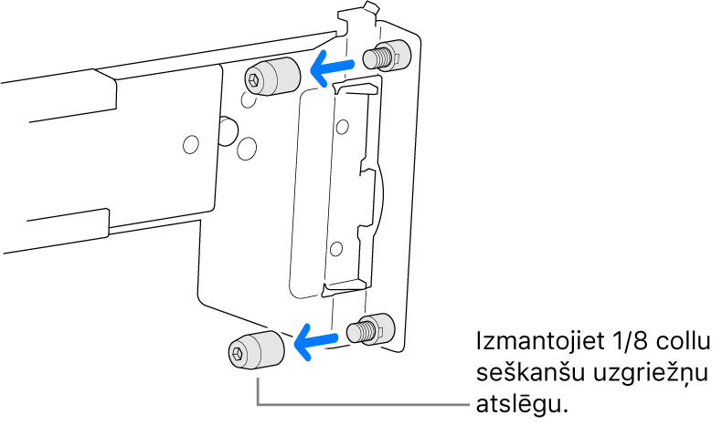 Sliedes mezgls, kas paredzēts uzstādīšanai statīvā ar apaļiem caurumiem.