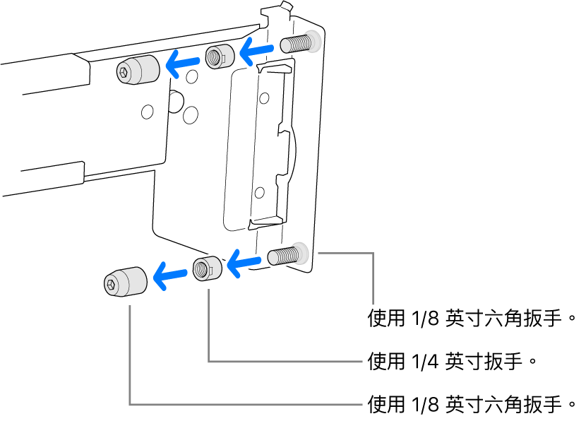 軌道組件符合螺孔機架。