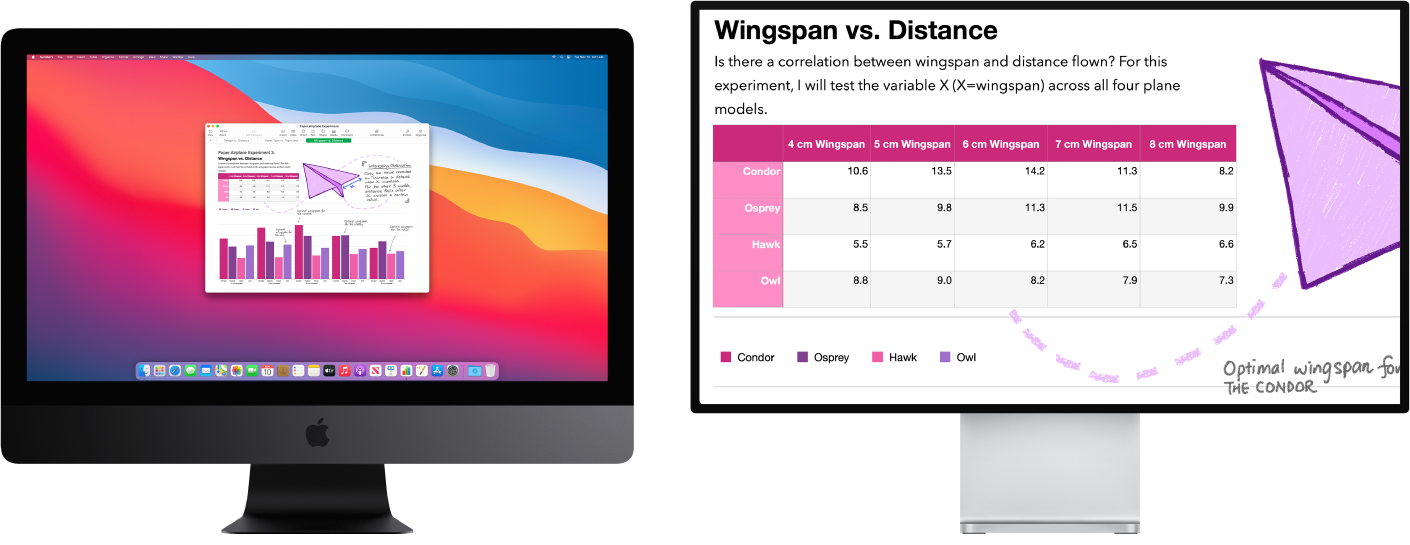 Zoom Display is active on the secondary display, while the screen size stays fixed on iMac Pro.