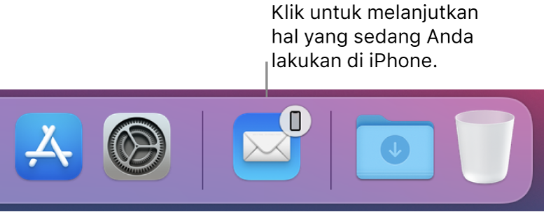 Ikon Handoff terlihat di Dock.