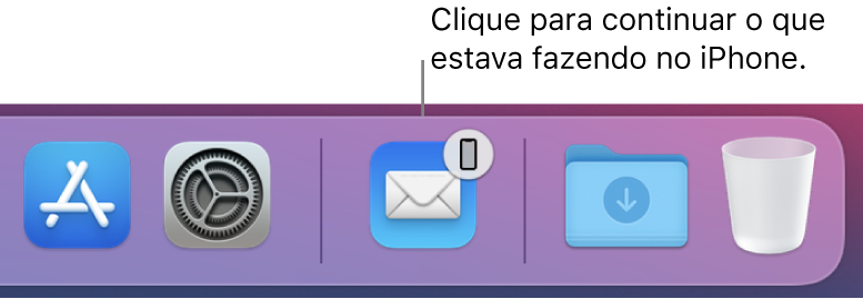 O ícone do Handoff visível no Dock.