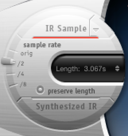 Der Schieberegler „Sample Rate“ des Space Designer-Effekts in den Impulsantwort-Steuerungen.