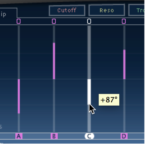 The Delay Designer Tap display, showing a pan edit.