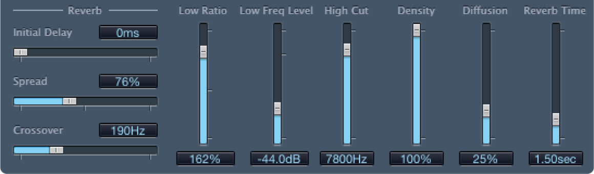 PlatinumVerb Reverb controls.