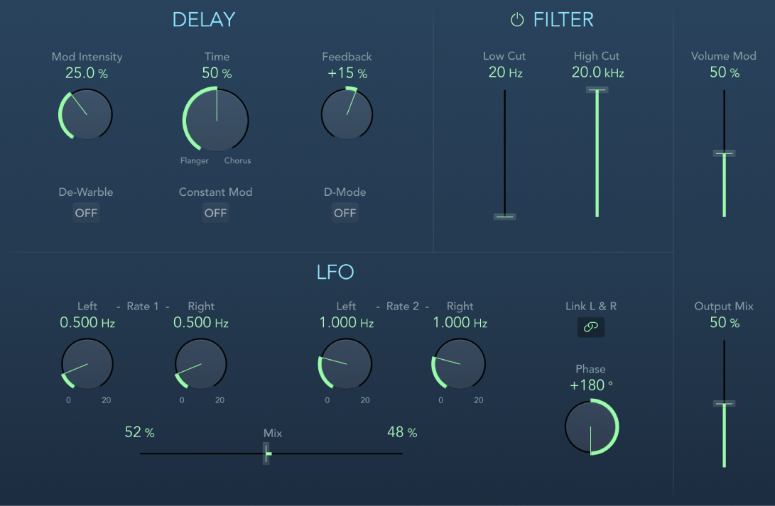 Modulation Delayウインドウ。