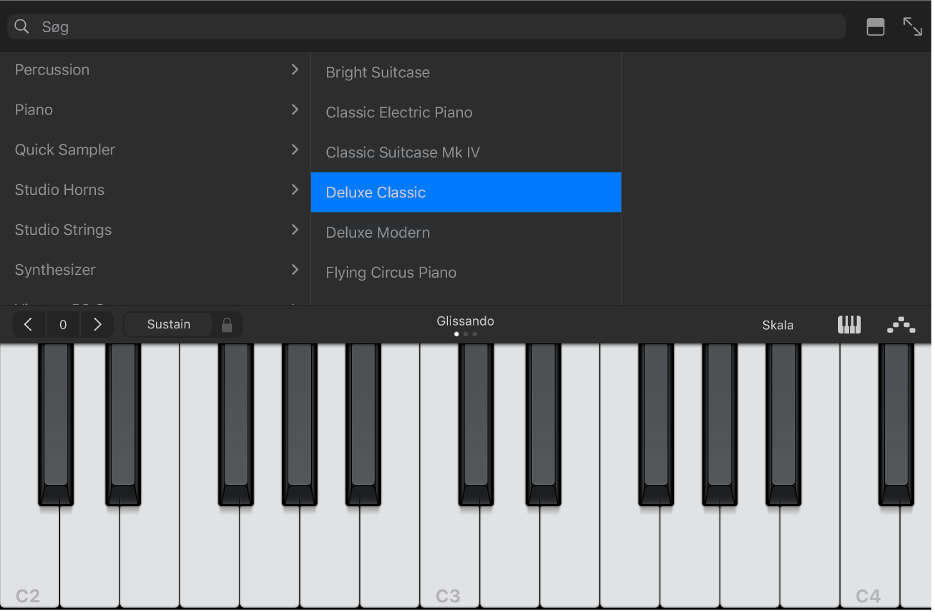 Figur. Touch-instrumentet Keyboard med biblioteket.