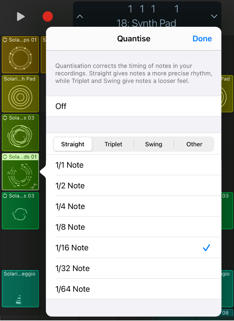 Cell Quantize menu.