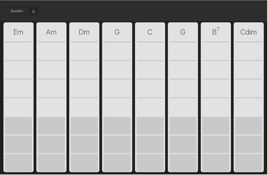 Ilustración. Tiras de acordes del teclado.