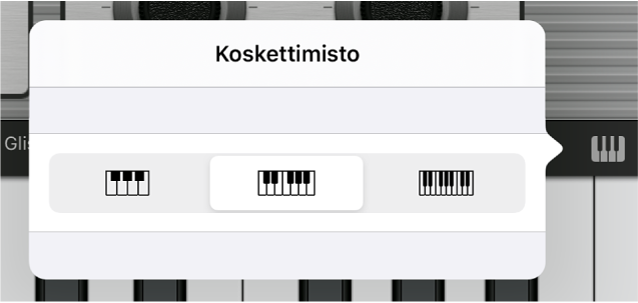Kuva. Koskettimiston koko ‑ponnahdusvalikko.