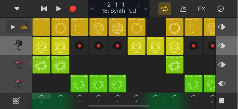 Figure. Live Loops grid for iPhone.