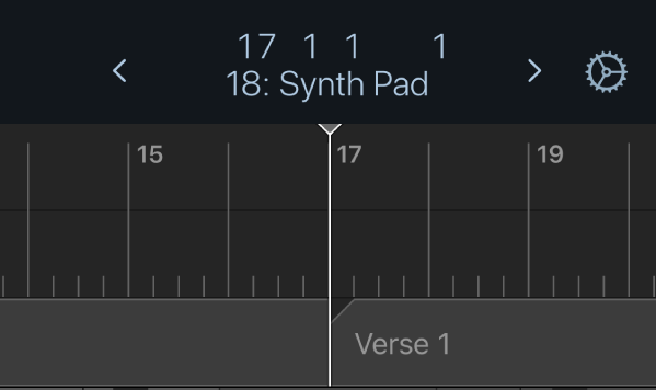 Figure. Ruler, playhead, and marker underneath the control bar display.