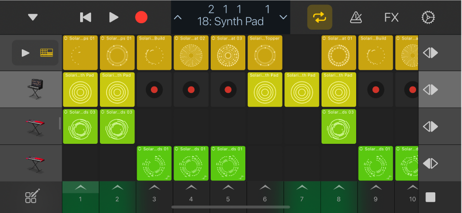 Gambar. Grid Live Loops untuk iPhone.