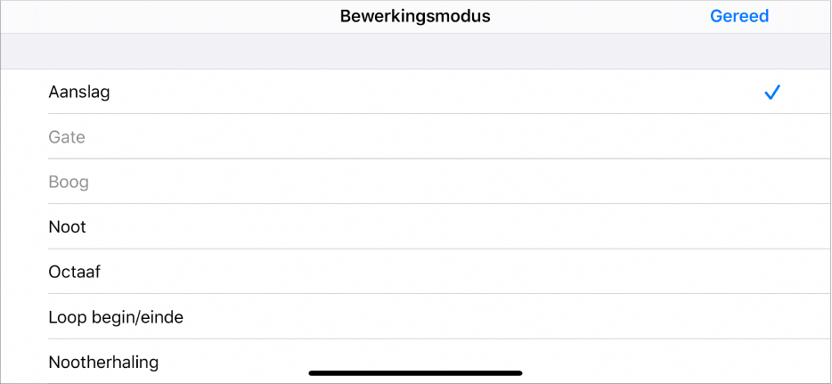 Subrij met het menu 'Bewerkingsmodus'.