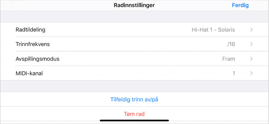 Radinnstillinger-meny.