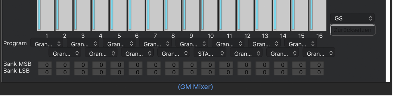 Abbildung. Anzeige des MSB/LSB-Parameters im GM Mixer