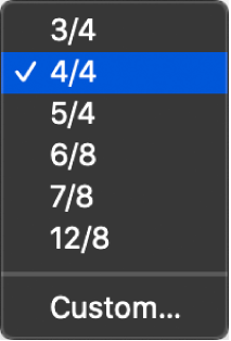 Figure. Time signature in the LCD selected, ready to enter a new value.