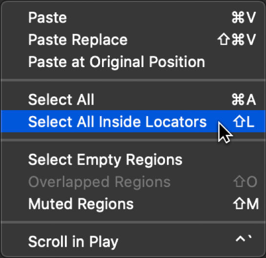 Figure. Arrange area with open shortcut menu.