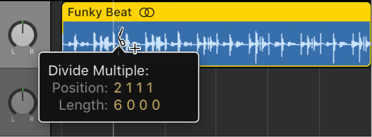 Figure. Scissors tool over region while holding Option key.