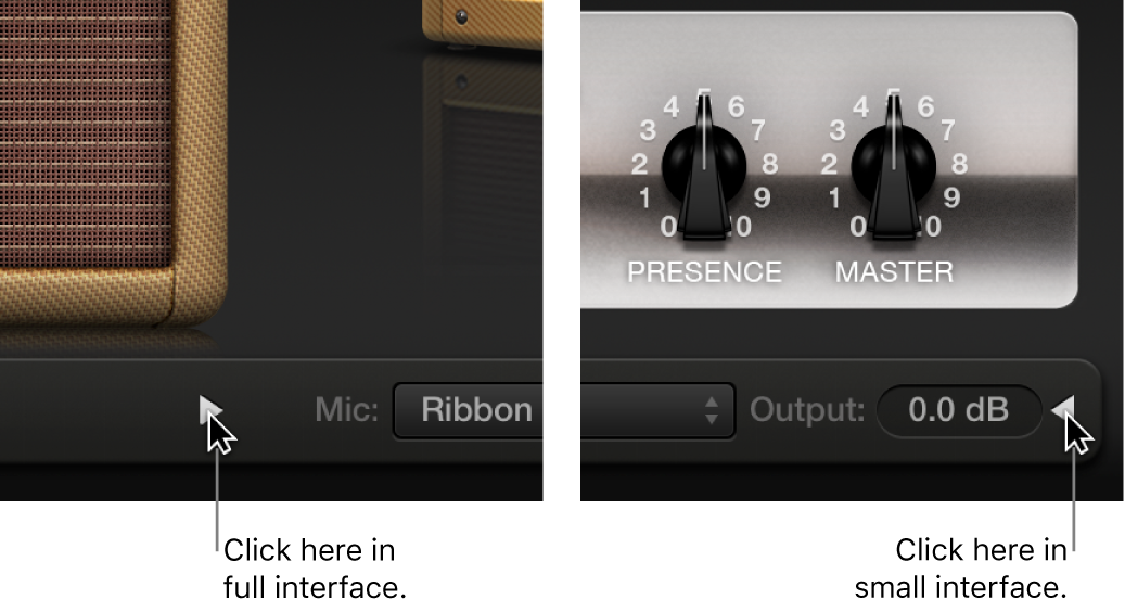 Figure. Disclosure triangle in full and small interface versions.