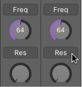 Figure. MIDI channel strip showing controller assignment on knob.