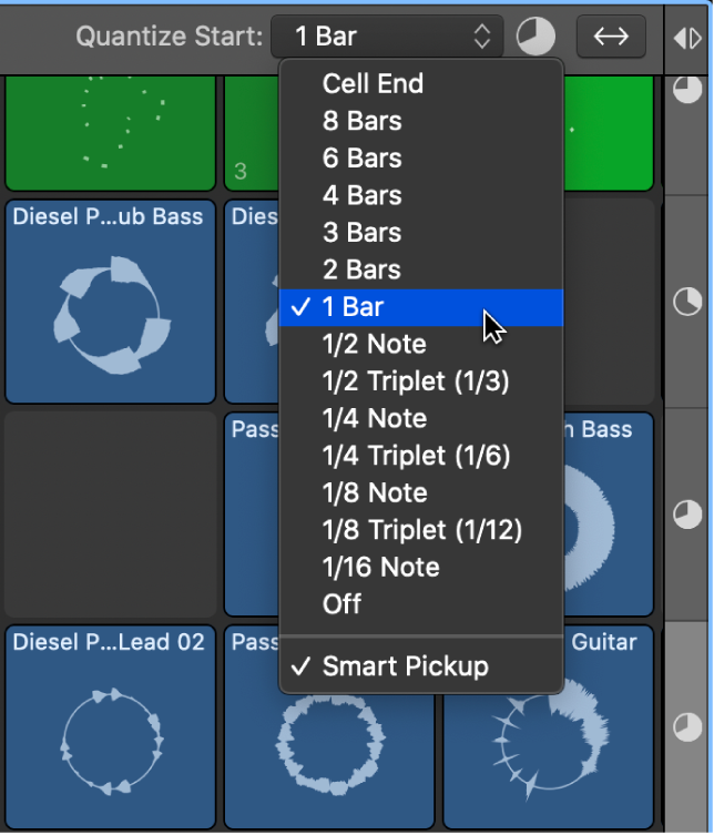 Figure. Quantize Start value for the grid.