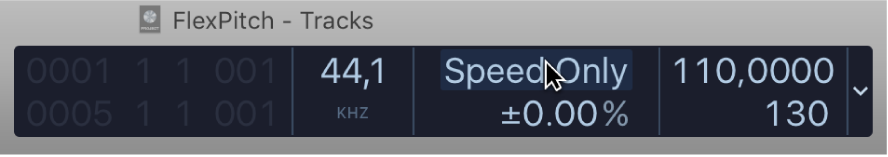 Figure. Showing mode in the upper part of the Varispeed display.