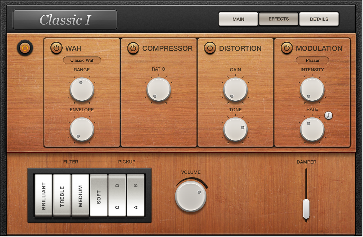 Figure. Vintage Clav Effects window.