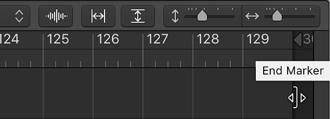 Figure. Project end marker in the Tracks area ruler.