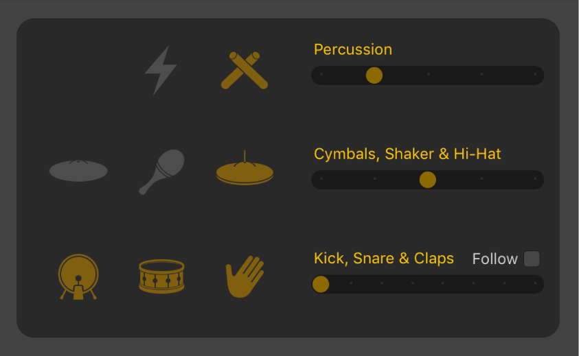 Figure. Drummer Editor showing electronic pattern variation controls.