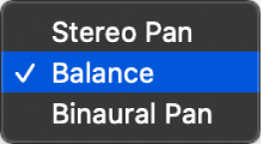 Figure. Panning mode menu.