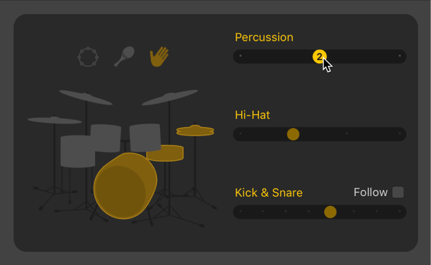 Figure. Drummer Editor showing acoustic pattern variation controls.