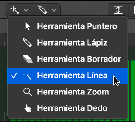 Ilustración. Herramienta Línea en el menú Herramientas.