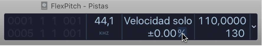 Ilustración. Se muestra la unidad de tiempo en la parte inferior de la visualización de velocidad variable.