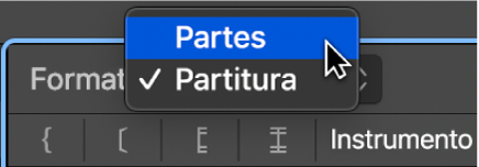 Ilustración. Menú desplegable Formato en la ventana “Conjuntos de partituras”