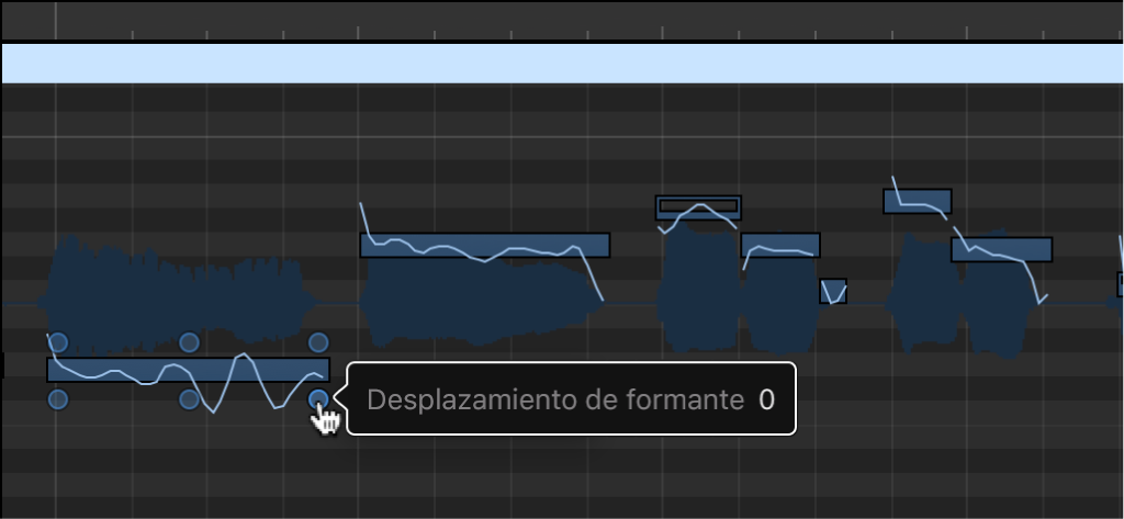 Ilustración. Editor de pistas de audio con zonas activas de edición.