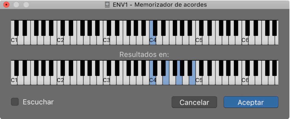 Ilustración. Ventana “Memorizador de acordes”.
