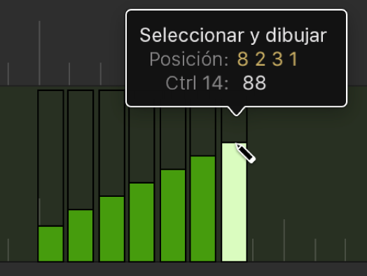 Ilustración. Se están creando varios eventos arrastrando el puntero horizontalmente en una línea.