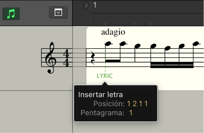 Ilustración. Se están añadiendo letras a una partitura.