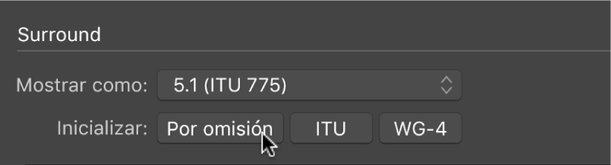 Ilustración. Botones Inicializar en el panel de preferencias Surround.