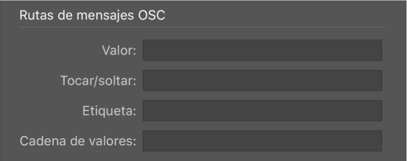 Ilustración. Parámetros de “Rutas de mensajes OSC” en el modo de vista avanzada.