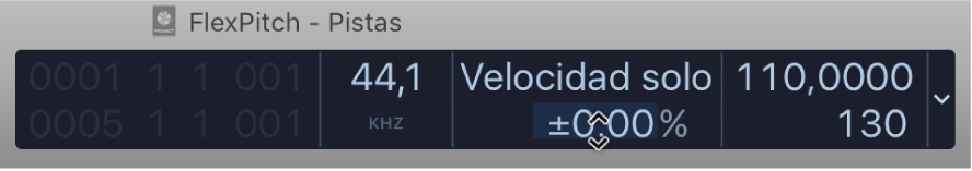 Ilustración. Se muestra el valor en la parte inferior de la visualización de velocidad variable.