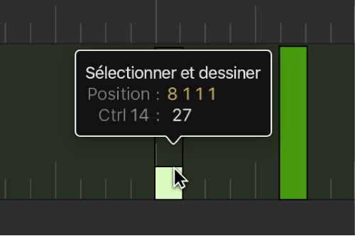 Figure. Glissement vertical sur une barre d’événement.