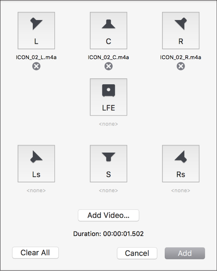 Surround sound channel assignment window