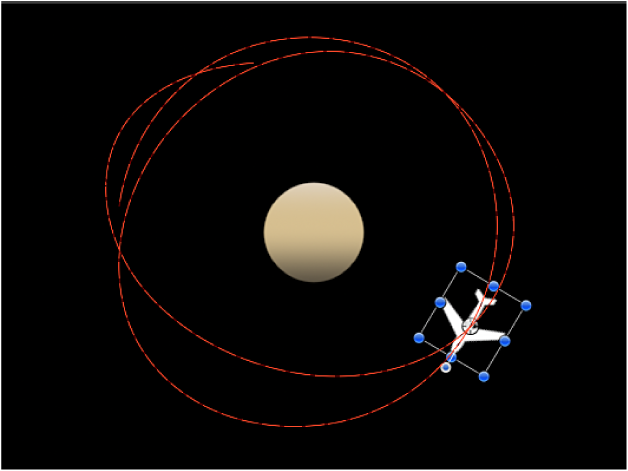 Canvas showing Orbit Around behavior combined with Random Motion behavior