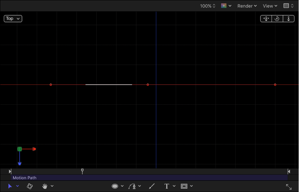 Canvas showing 2D motion path viewed in a 3D project