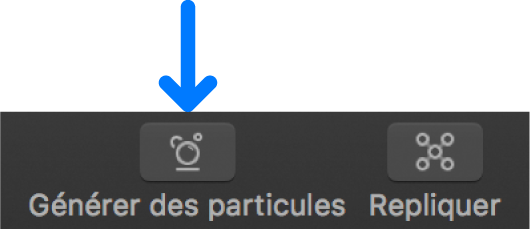 Bouton Générer des particules dans la barre d’outils